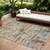 10' X 14' Terra Cotta Green And Brown Striped Washable Indoor Outdoor Area Rug
