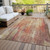 10' X 14' Orange Beige And Taupe Striped Washable Indoor Outdoor Area Rug