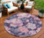 8' Pink And Mauve Round Floral Washable Indoor Outdoor Area Rug