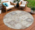8' Ivory Gold And Gray Round Southwestern Washable Indoor Outdoor Area Rug