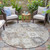 8' Ivory Gold And Gray Round Southwestern Washable Indoor Outdoor Area Rug