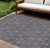 10' X 14' Navy Blue Beige And Taupe Floral Washable Indoor Outdoor Area Rug