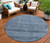 8' Blue And Ivory Round Geometric Washable Indoor Outdoor Area Rug - 880016385960