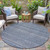 8' Blue And Sky Blue Round Striped Washable Indoor Outdoor Area Rug