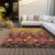 8' X 10' Gold Red And Brown Floral Washable Indoor Outdoor Area Rug