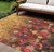 8' X 10' Gold Red And Brown Floral Washable Indoor Outdoor Area Rug