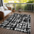 9' X 12' Black Gray And Ivory Striped Washable Indoor Outdoor Area Rug - Black, Gray, Ivory