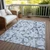 10' X 14' Denim Blue Floral Washable Non Skid Indoor Outdoor Area Rug