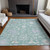 9' X 12' Pale Aqua Ivory And Gray Floral Washable Indoor Outdoor Area Rug
