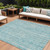 8' X 10' Teal Blue And Ivory Striped Washable Indoor Outdoor Area Rug - Teal Blue, Ivory