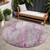 8' Round Pink Round Abstract Washable Non Skid Indoor Outdoor Area Rug - Pink