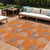 8' X 10' Orange Silver And Peach Polka Dot Washable Indoor Outdoor Area Rug