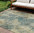 10' X 14' Teal Blue And Beige Abstract Washable Indoor Outdoor Area Rug - Teal Blue, Beige