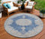 8' Navy Blue And Ivory Round Oriental Washable Indoor Outdoor Area Rug