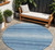 8' Blue And Ivory Round Abstract Washable Indoor Outdoor Area Rug - 880016583748