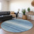 8' Blue And Ivory Round Abstract Washable Indoor Outdoor Area Rug - 880016583748