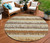 8' Brown Beige And Ivory Round Striped Washable Indoor Outdoor Area Rug Transitional Style - Brown, Beige, Ivory Color