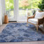 10' X 14' Blue Denim Blue And Gray Abstract Washable Indoor Outdoor Area Rug