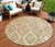 8' Gold And Ivory Round Geometric Washable Indoor Outdoor Area Rug - Gold, Ivory