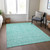 10' X 14' Teal Blue And Ivory Floral Washable Indoor Outdoor Area Rug