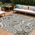 10' X 14' Ivory And Charcoal Geometric Washable Indoor Outdoor Area Rug