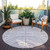 8' Lavender And Ivory Round Animal Print Washable Indoor Outdoor Area Rug