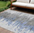 9' X 12' Blue Gray And Silver Abstract Washable Indoor Outdoor Area Rug