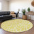 8' Yellow And Ivory Round Geometric Washable Indoor Outdoor Area Rug Transitional Style - Yellow, Ivory Color