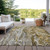 10' X 14' Brown Taupe And Gold Abstract Washable Indoor Outdoor Area Rug