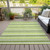 9' X 12' Green and Yellow Striped Washable Indoor Outdoor Area Rug