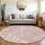 8' Pink Gray And Ivory Round Abstract Washable Indoor Outdoor Area Rug