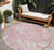 8' Pink Gray And Ivory Round Abstract Washable Indoor Outdoor Area Rug
