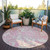 8' Pink Gray And Ivory Round Abstract Washable Indoor Outdoor Area Rug