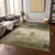 8' X 10' Fern Green And Beige Abstract Washable Indoor Outdoor Area Rug