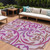 9' X 12' Lavender Blush And Purple Floral Washable Indoor Outdoor Area Rug