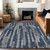 9' X 12' Navy Blue And Denim Blue Striped Washable Indoor Outdoor Area Rug Transitional Style - Navy Blue, Denim Blue Color