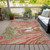 8' X 10' Coral Green And Ivory Abstract Washable Indoor Outdoor Area Rug