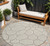 8' Beige And Brown Round Abstract Washable Indoor Outdoor Area Rug Transitional Style - Beige, Brown Color