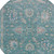 8' Teal Blue And Beige Round Floral Washable Indoor Outdoor Area Rug