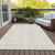 10' X 14' Ivory And Beige Striped Washable Indoor Outdoor Area Rug - Ivory, Beige