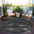 8' Black Ivory And Gold Round Abstract Washable Indoor Outdoor Area Rug