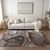 9' X 12' Peach Abstract Washable Indoor Outdoor Area Rug