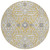 8' Gold Ivory And Gray Round Floral Washable Indoor Outdoor Area Rug