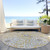 8' Gold Ivory And Gray Round Floral Washable Indoor Outdoor Area Rug