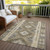 10' X 14' Beige Geometric Washable Indoor Outdoor Area Rug