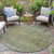 8' Green And Ivory Round Abstract Washable Indoor Outdoor Area Rug - Green, Ivory