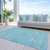 10' X 14' Teal Blue And Ivory Geometric Washable Indoor Outdoor Area Rug Transitional Style - Teal Blue, Ivory Color
