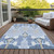 8' X 10' Sky Blue Denim Blue And Ivory Ikat Washable Indoor Outdoor Area Rug