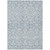 9' X 12' Denim Blue And Ivory Damask Washable Indoor Outdoor Area Rug