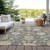 10' X 14' Gray Ivory And Green Floral Washable Indoor Outdoor Area Rug
